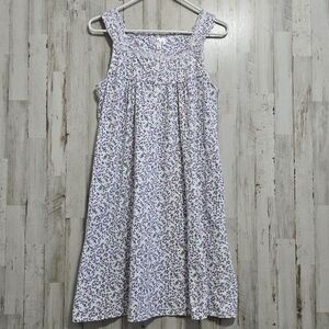 Aria White Purple Ditsy Floral Lace Sleeveless Nightgown Size Medium